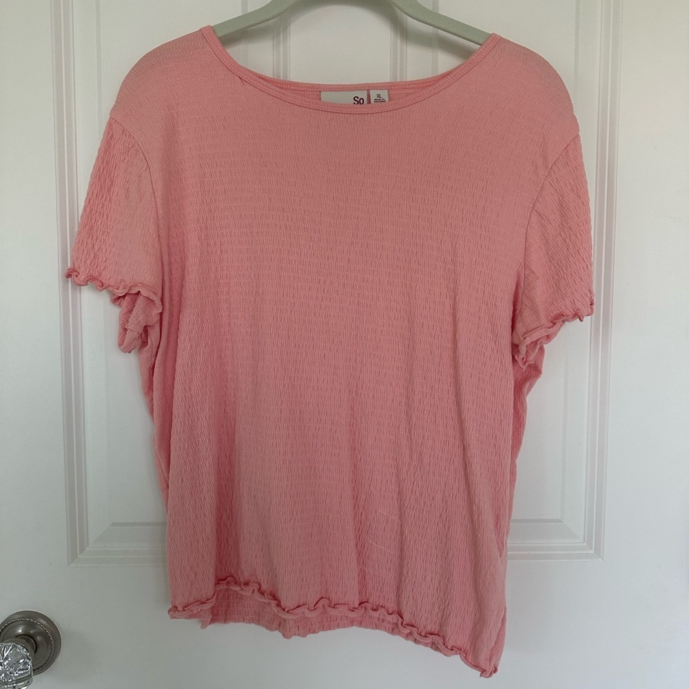 So Pink Shirt w/ Lettuce Edge Trim
